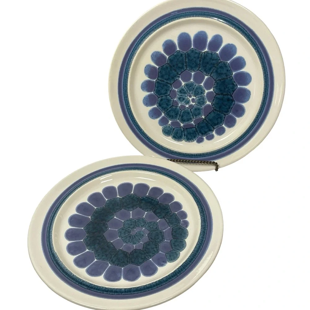 Franciscan Earthenware Moondance Dinner Plates Blue Purple Set of 2 MCM 10.5